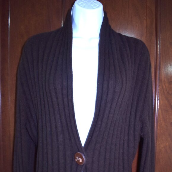 Jones New York Wool Blend Cardigan Sweater Coco Chocolate Brown Size XL - Picture 5 of 9